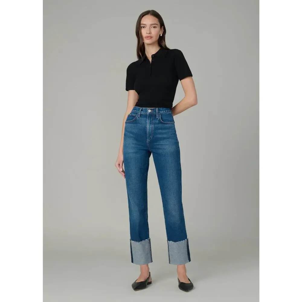 Joe's Denim high rise Straight jeans with raw hem, cuff - Picture 2 of 6